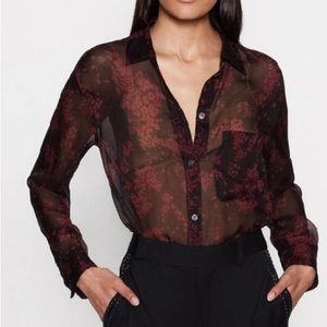 Equipment Daddy Silk Shirt in True Black Multi Button Down Blouse XXS